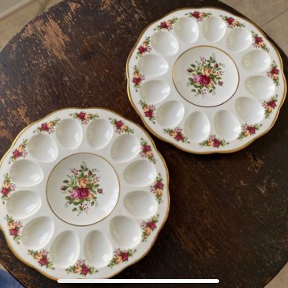 2 Deviled Egg Trays Old Country Roses-Royal Albert